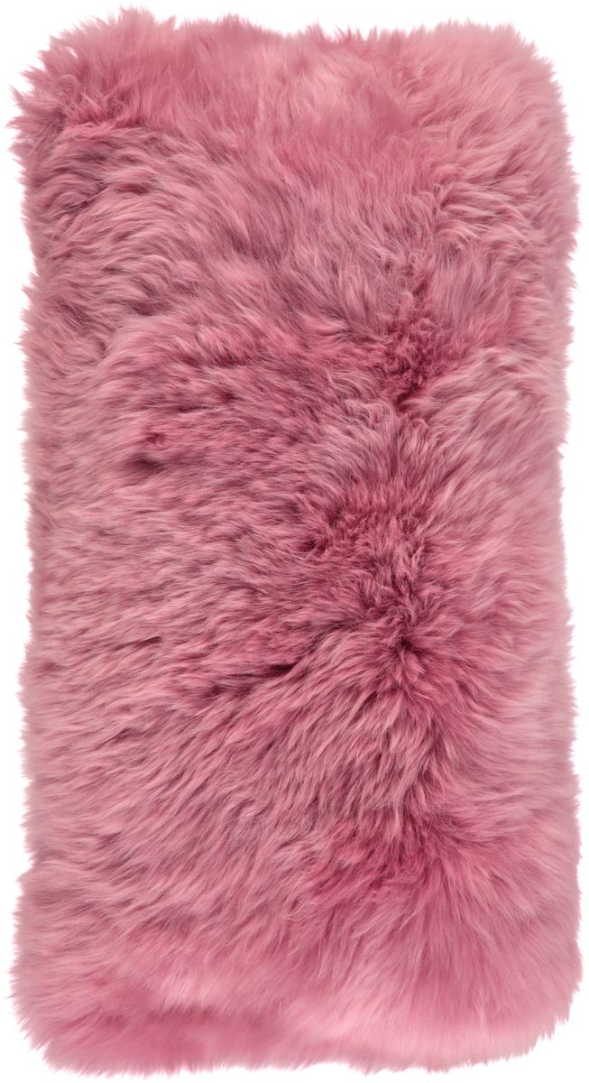 Lammfellkissen | Langhaar | Neuseeland | 28x56 cm Malaga Pink