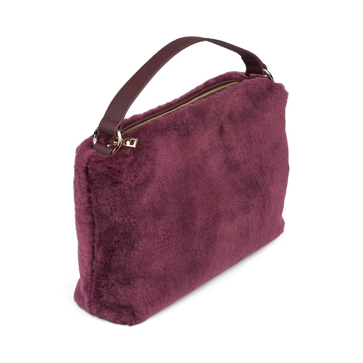 Olivia Maxi Tasche | Lammwolle Bordeaux