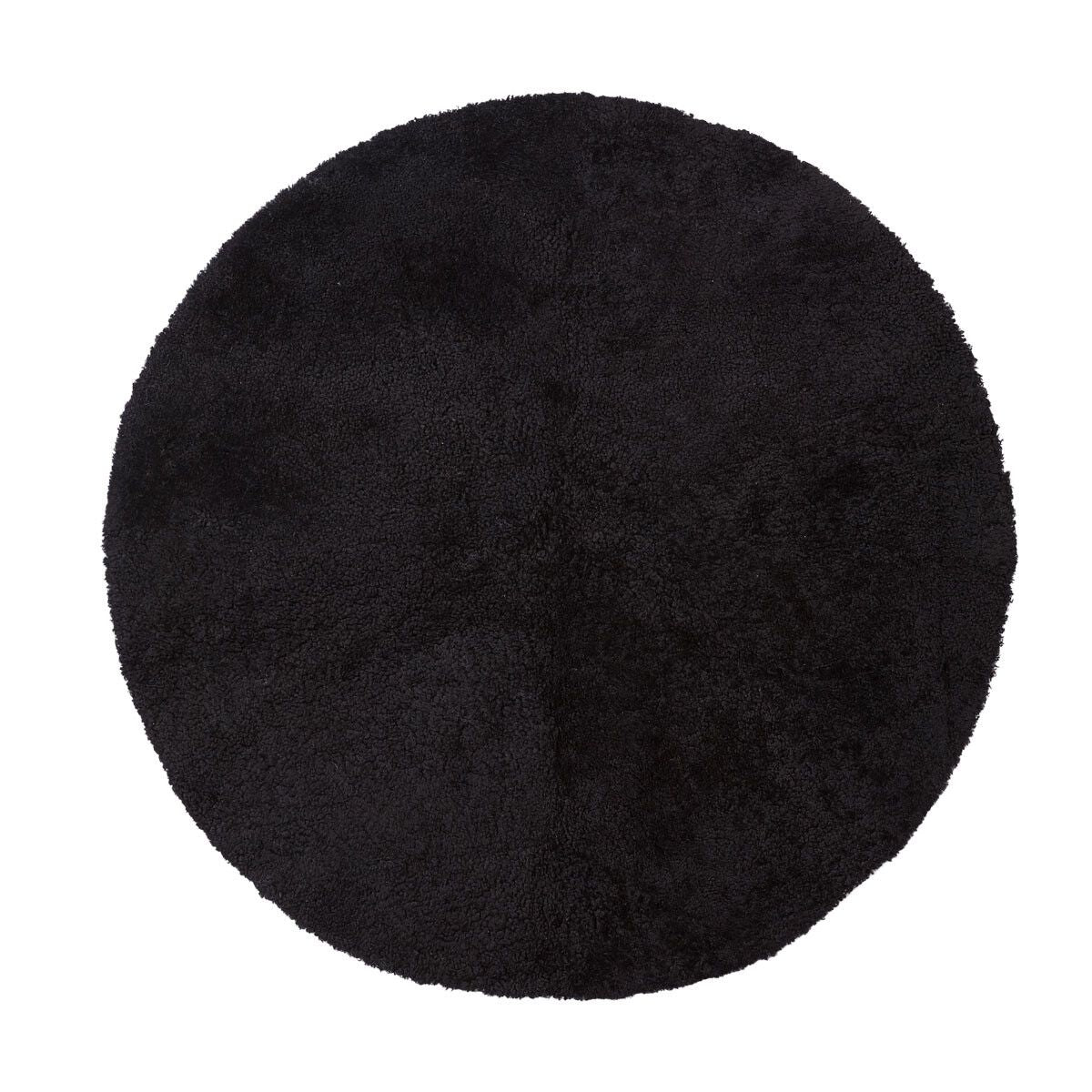 Lammfell Designerteppich | Langhaar | Neuseeland | D140 cm Schwarz