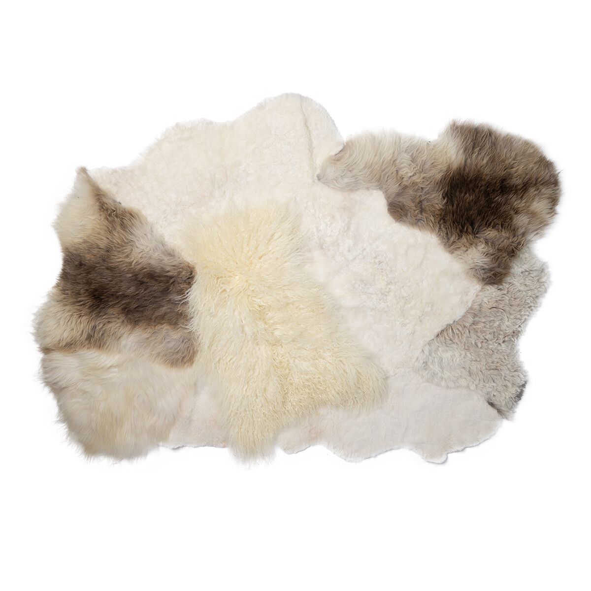 Lammfell Designteppich | Langhaar, Kurzhaar | Island Natürliches Beige Mix