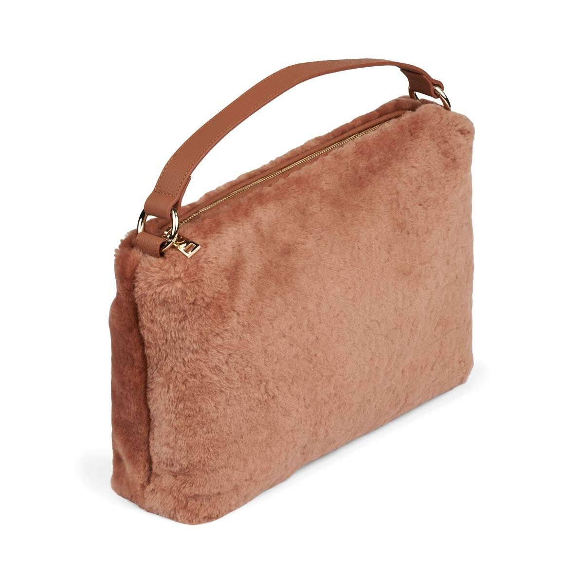 Olivia Maxi Tasche | Lammwolle Lederbraun