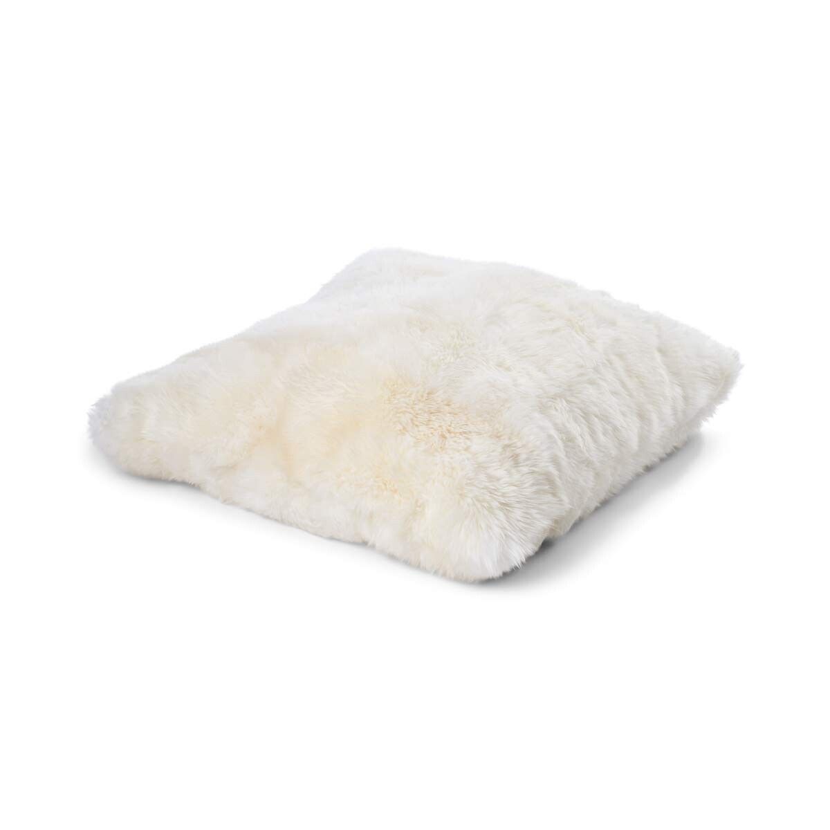 Maxi Float Lammfellkissen | Langhaar | Neuseeland | Doppelseitig | 90x90 cm Weiß