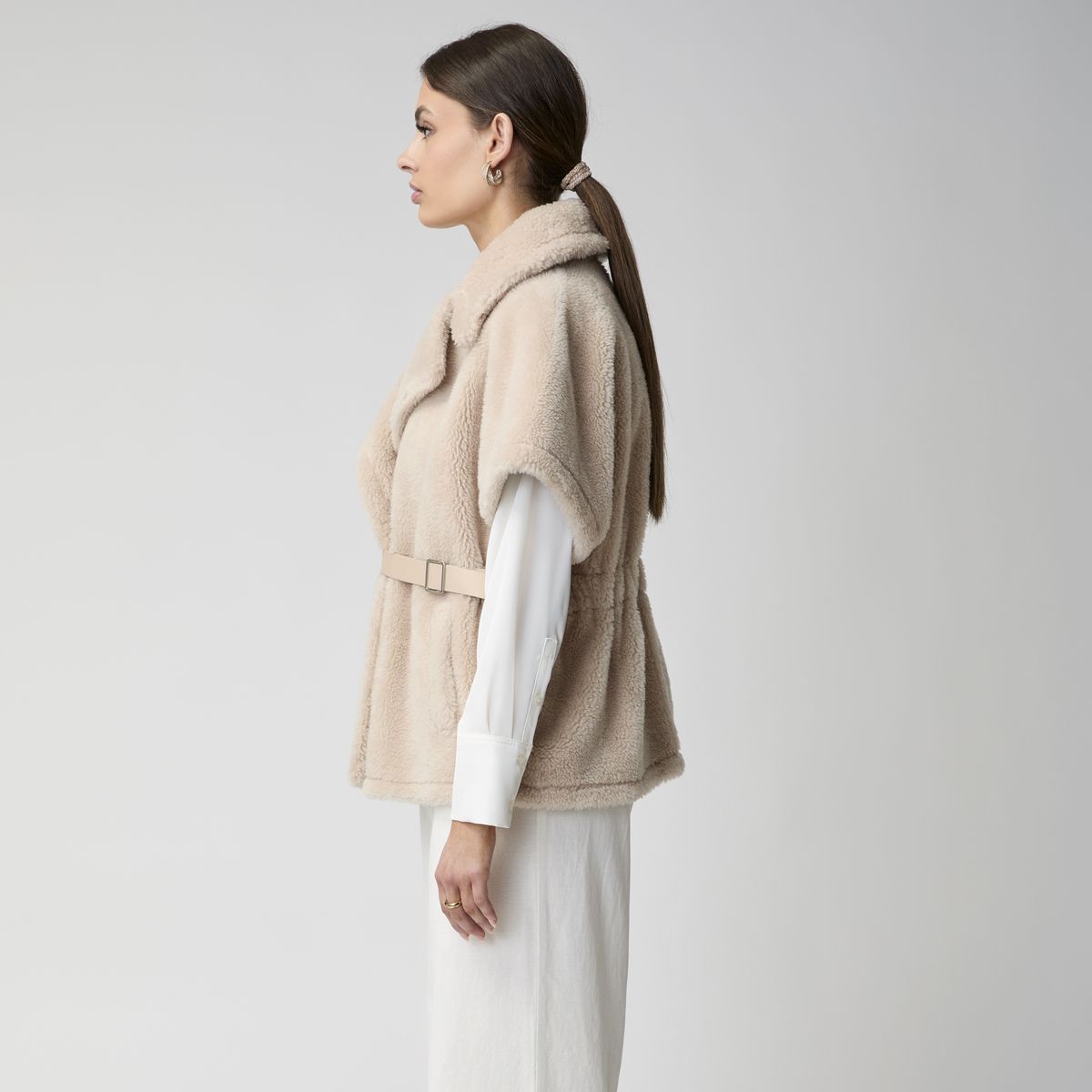 Elvira Poncho | Lammwolle Taupe