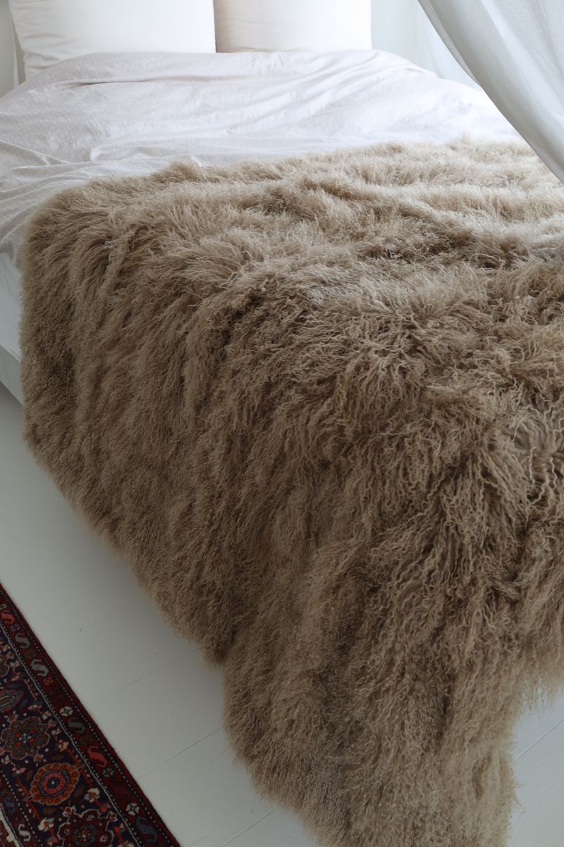 Lammfelldecke | Tibet | 60x120 cm Taupe