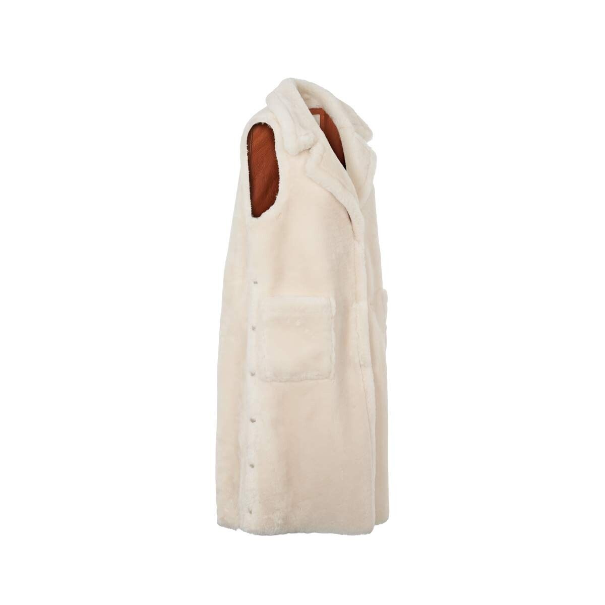 Raelynn Weste | Shearling Leder Braun/Elfenbein