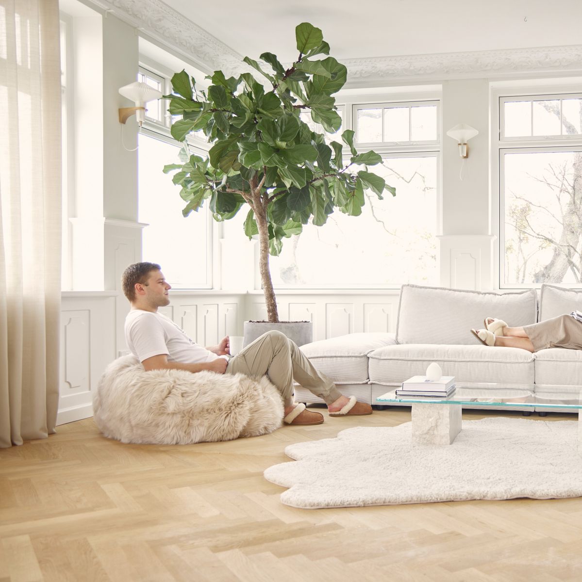 Lammfell Sitzsack | Langhaar | Neuseeland Schwarz