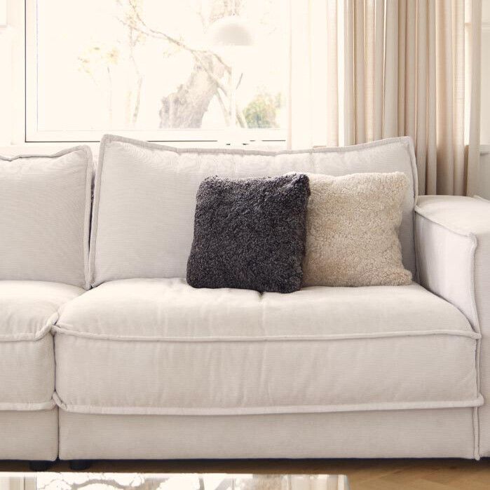 Lammfellkissen | Kurzhaar | Neuseeland | Doppelseitig | 40x40 cm Grafit