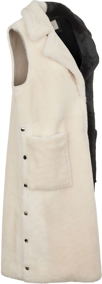 Raelynn Weste | Shearling Schwarz/Leinen