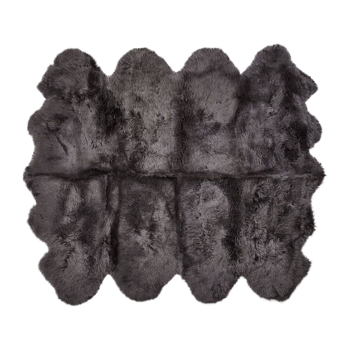 Lammfell Designerteppich | Langhaar | Neuseeland | 180x214 cm Stahl