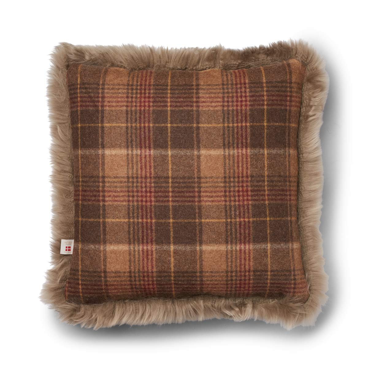 Checked Collection, Cushion One Side 100 % Wool, One Side LW New Zealand Sheepskin. Size: 52x52 cm.