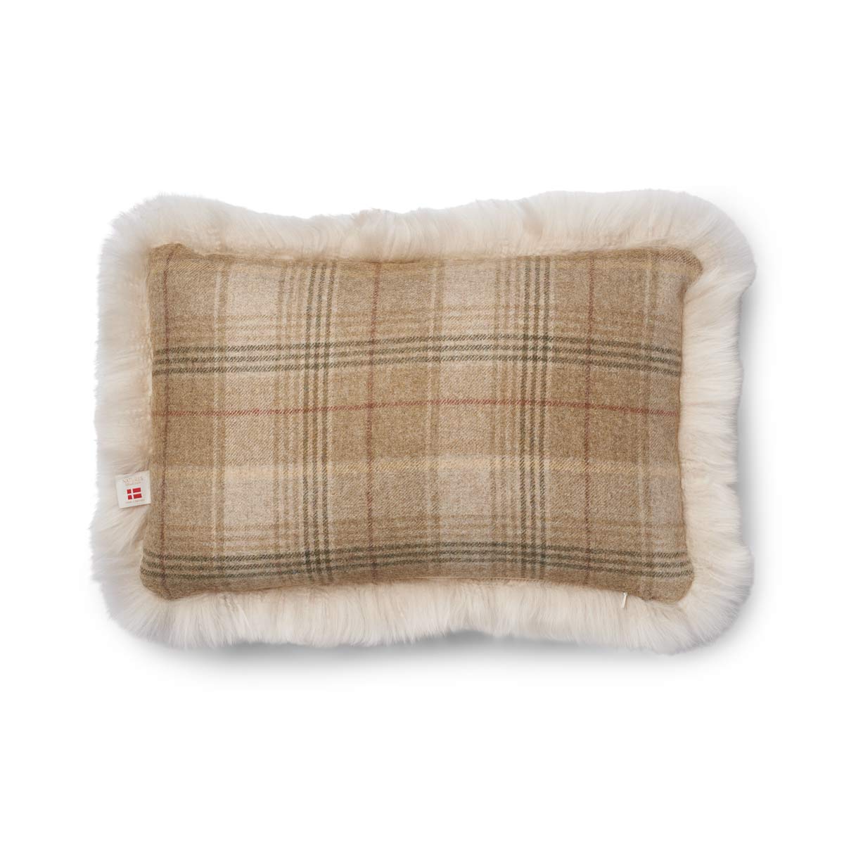 Checked Collection, Cushion One Side 100 % Wool, One Side LW New Zealand Sheepskin. Size: 34x52 cm.