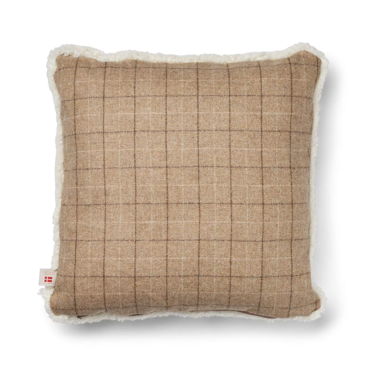 Checked Collection, Cushion One Side 100 % Wool, One Side SW New Zealand Sheepskin. Size: 52x52 cm.