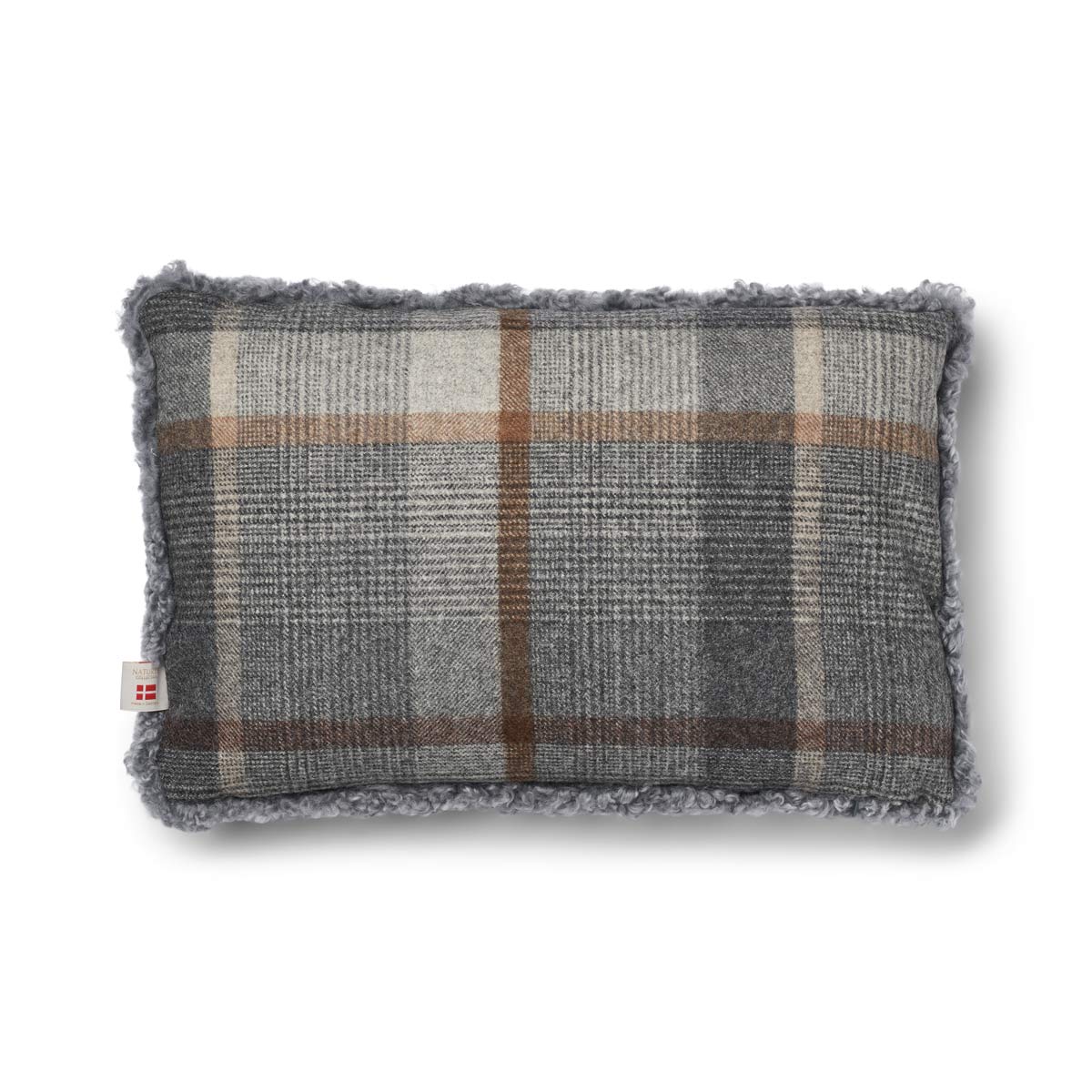 Checked Collection, Cushion One Side 100 % Wool, One Side SW New Zealand Sheepskin. Size: 34x52 cm.