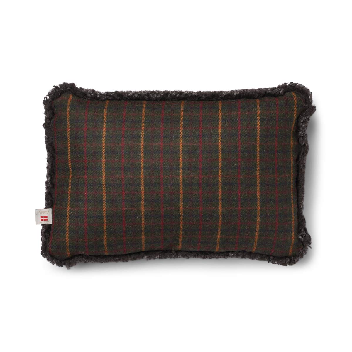Checked Collection, Cushion One Side 100 % Wool, One Side SW New Zealand Sheepskin. Size: 34x52 cm.