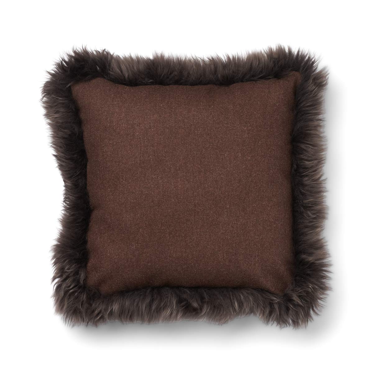 Classic Collection, Doublesided 100 % Wool Cushion and LW New Zealand Sheepskin Trimming Size: 52x52 cm