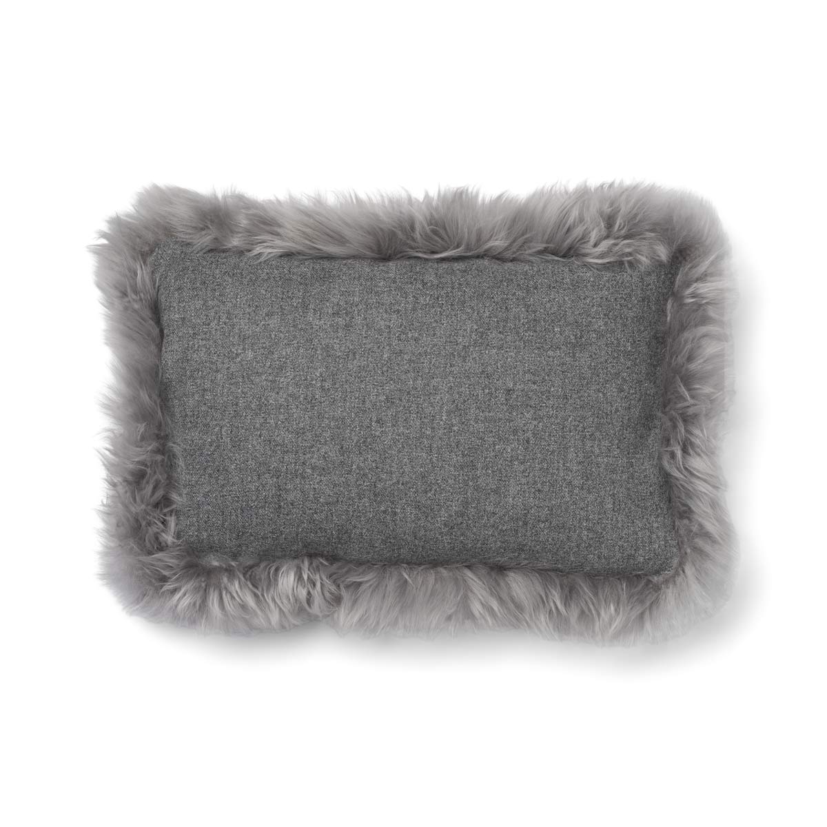Classic Collection, Doublesided 100%  Wool Cushion and LW New Zealand Sheepskin Trimming. Size: 34x52 cm.