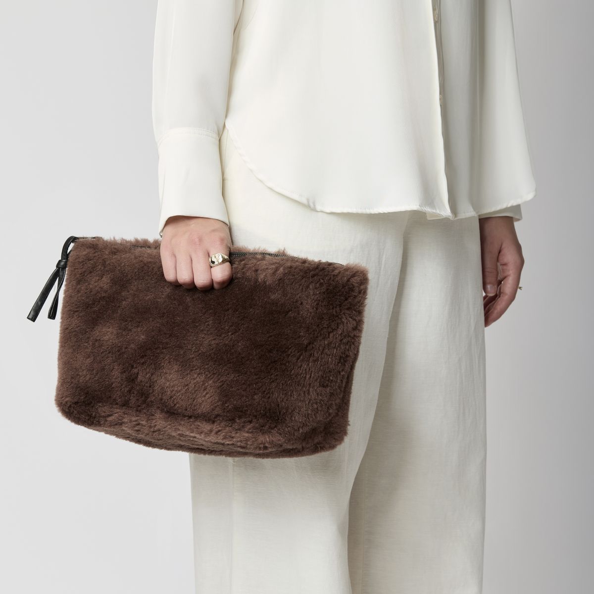 Maxi Havana Clutch | Lammwolle Beige