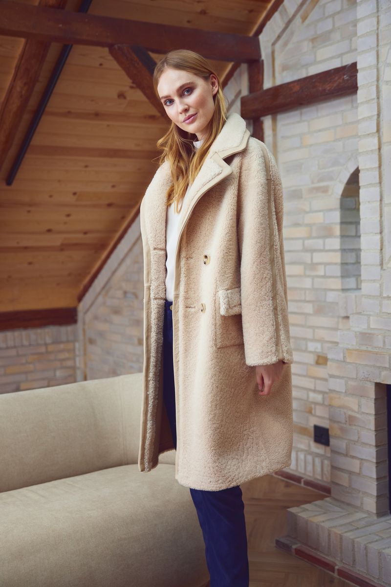 Jill Mantel | Shearling Beige