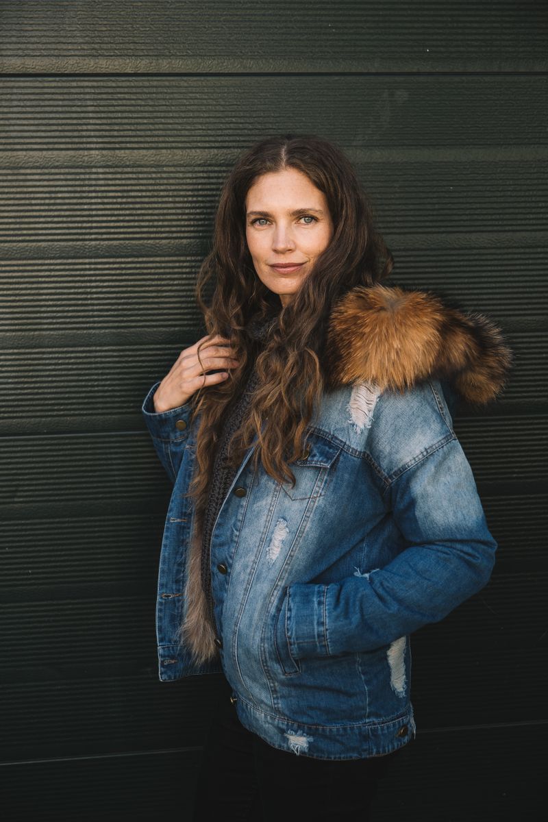 Riley Jacke | Denim, Waschbär Naturbraun