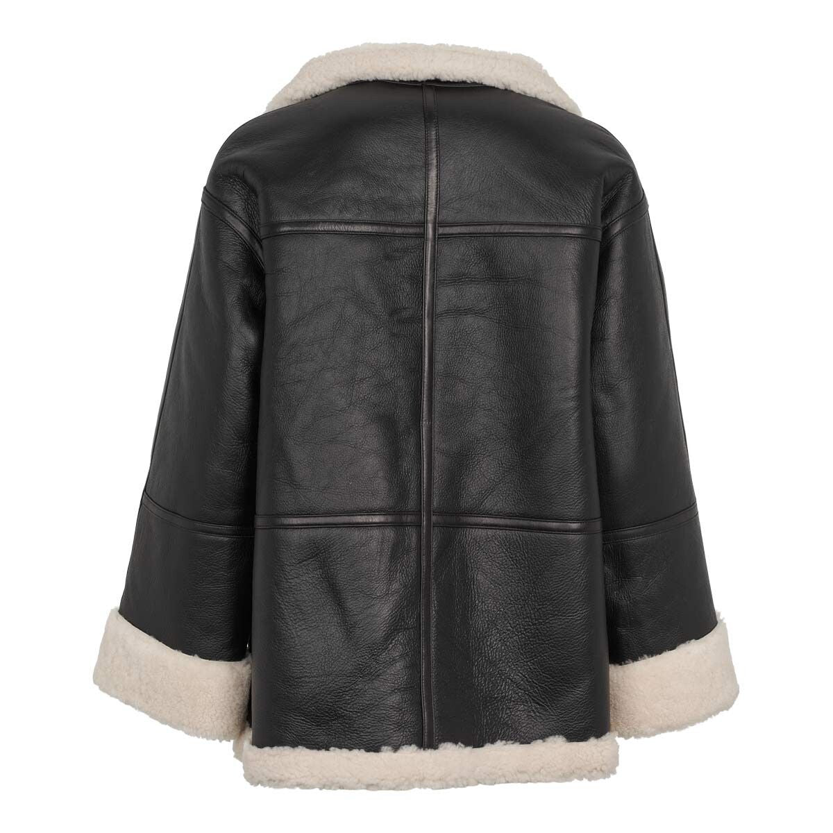 Karina Jacke | Shearling Schwarz/Leinen