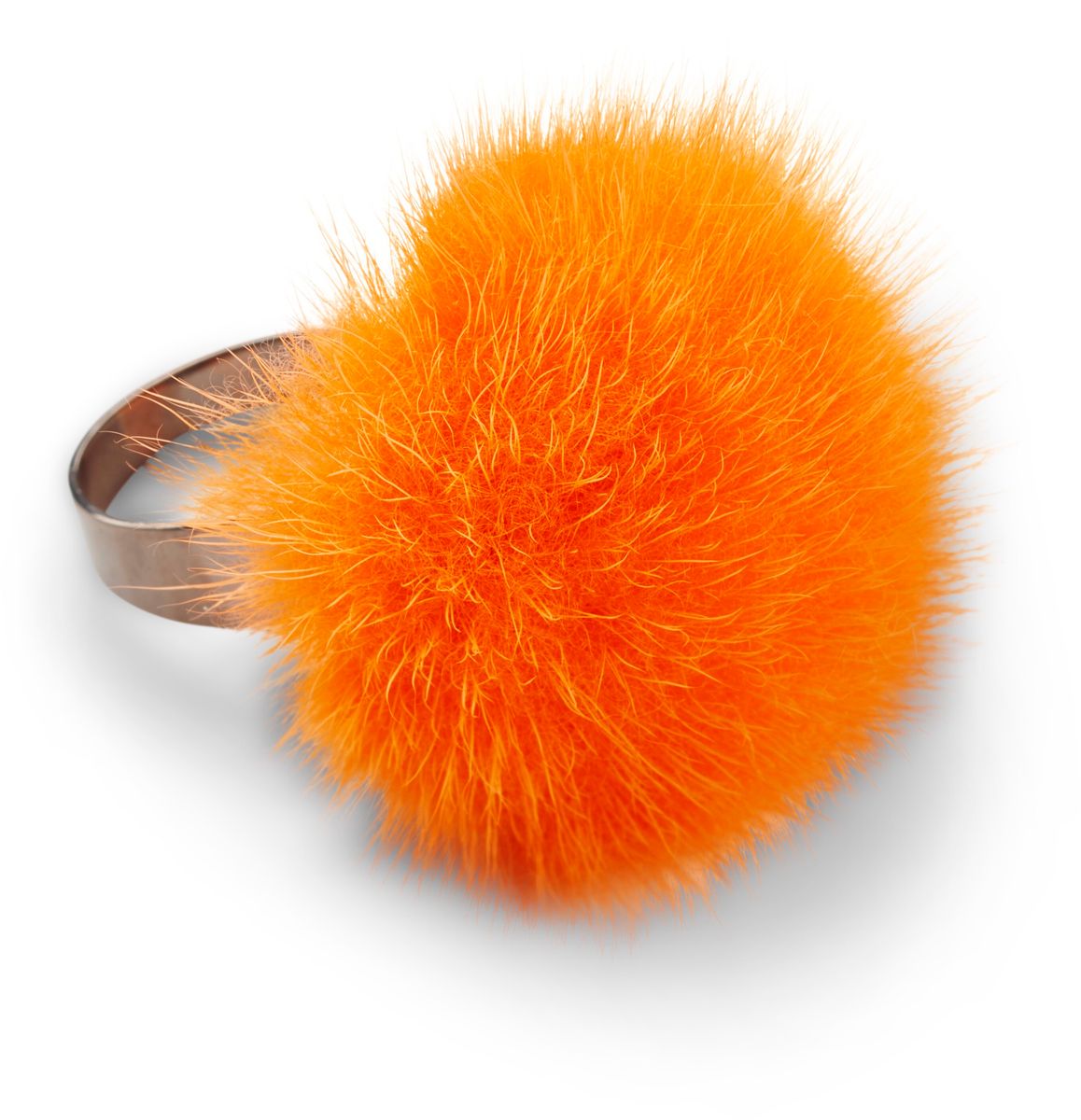 Ring m. Pompon | Nerz Orangerot