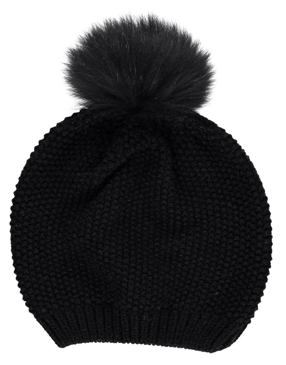 Stella Beanie | Wolle, Waschbär Schwarz/Schwarz