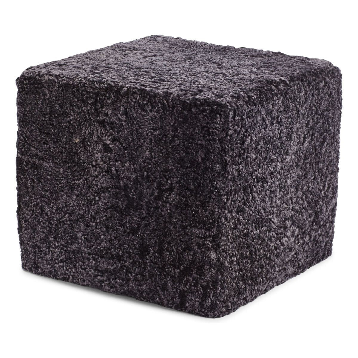 Lammfell Pouf | Kurzhaar | Neuseeland | 40x40x35 cm Anthrazit