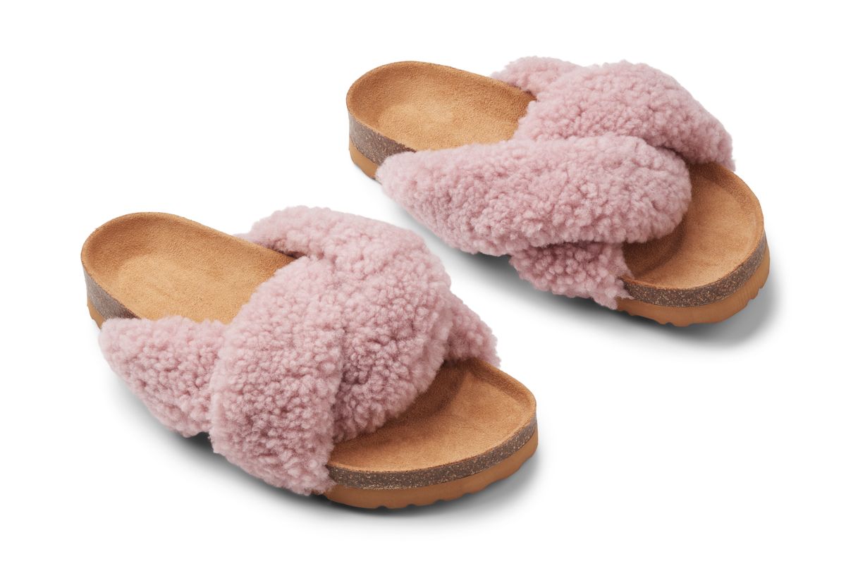 Lilly Cross Slippers | Lammwolle, Kork Rose Lila