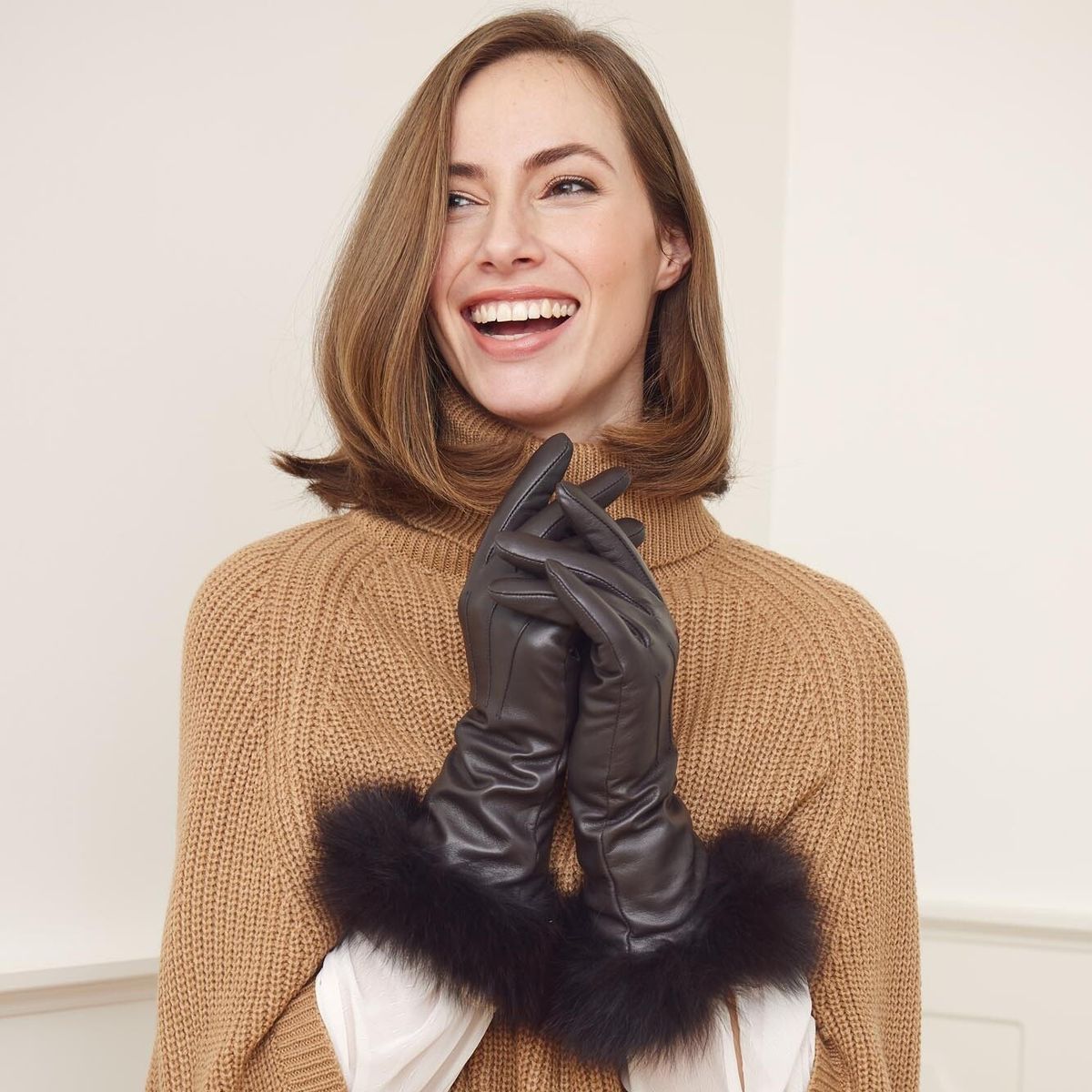 Pixie Handschuhe | Lammfell, Fuchs Schwarz