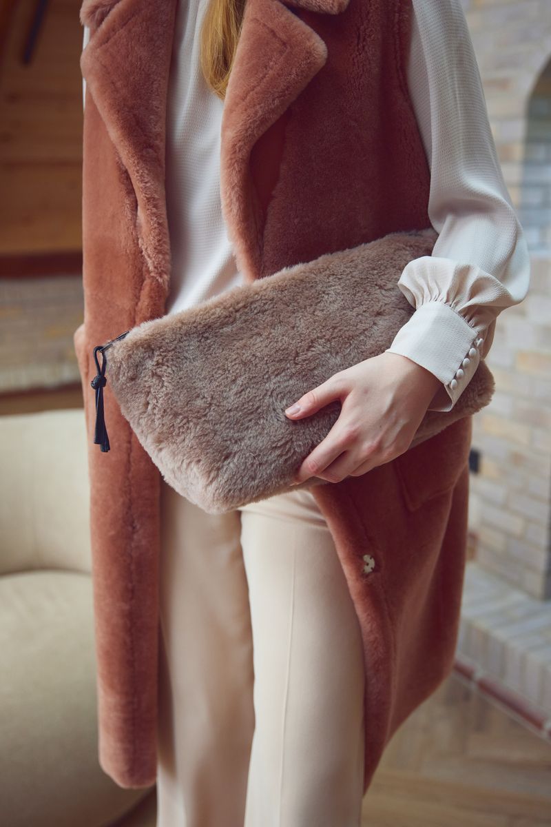 Maxi Havana Clutch | Lammwolle Stucco Sand