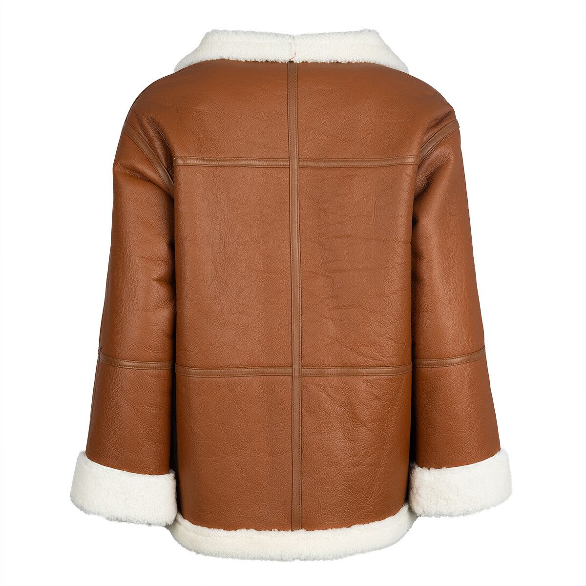 Karina Jacke | Shearling Leder Braun/Elfenbein