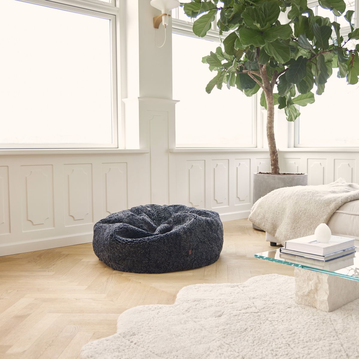 Lammfell Sitzsack | Kurzhaar | Neuseeland Anthrazit