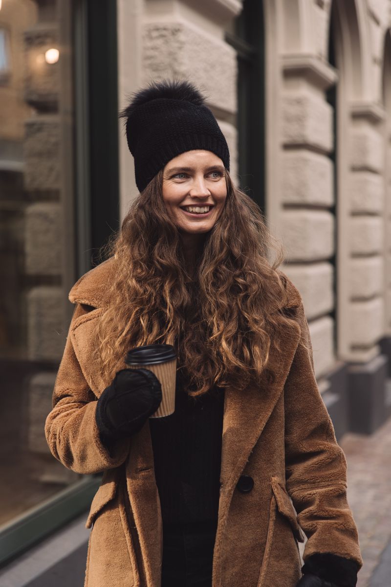 Stella Beanie | Wolle, Waschbär