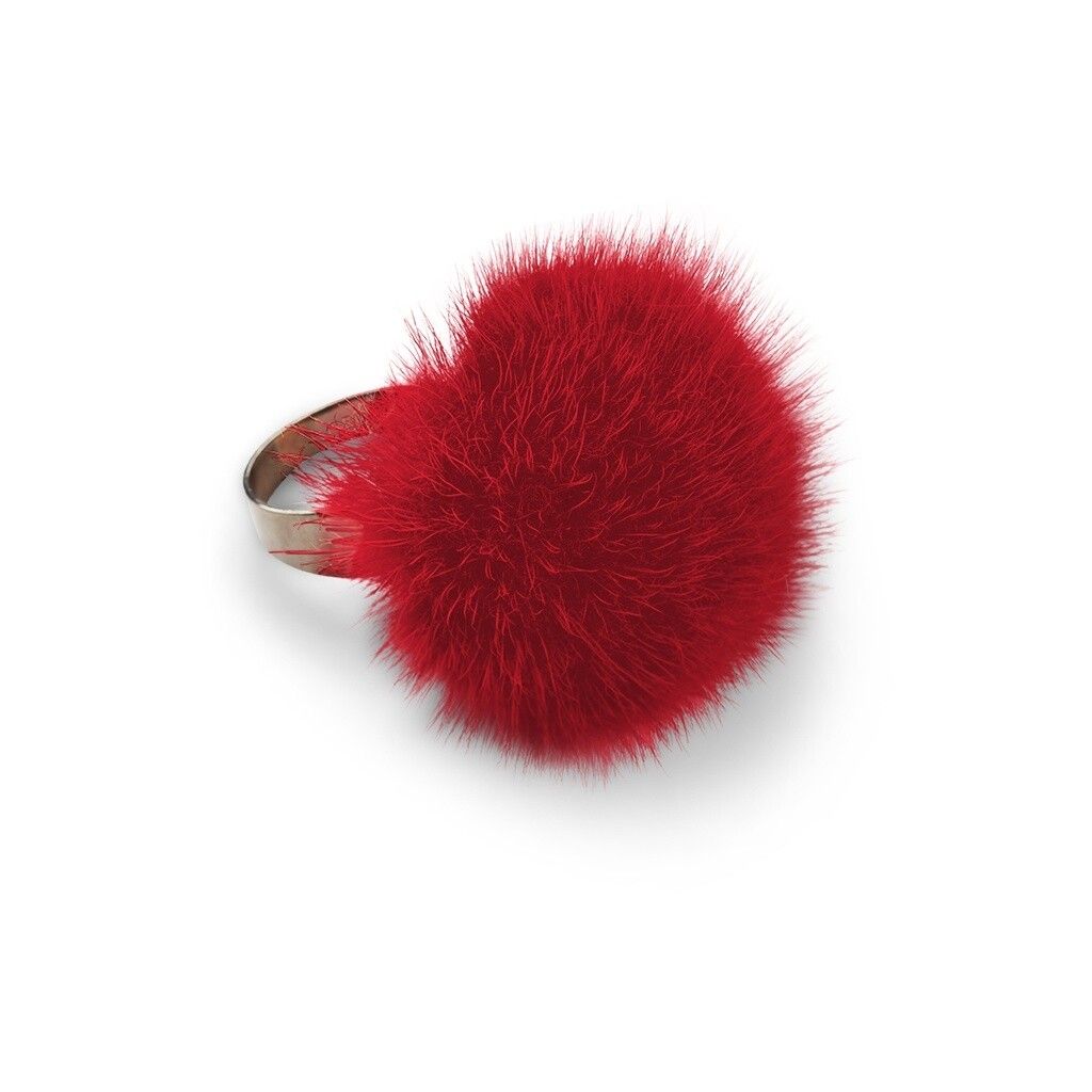 Ring m. Pompon | Nerz Orangerot