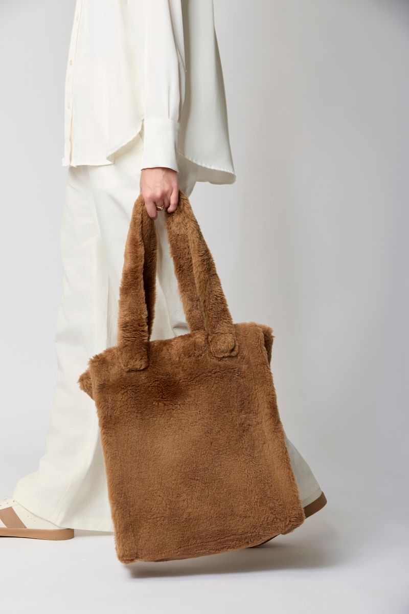 Maxi Glory Shopper | Lammfell Teddybraun
