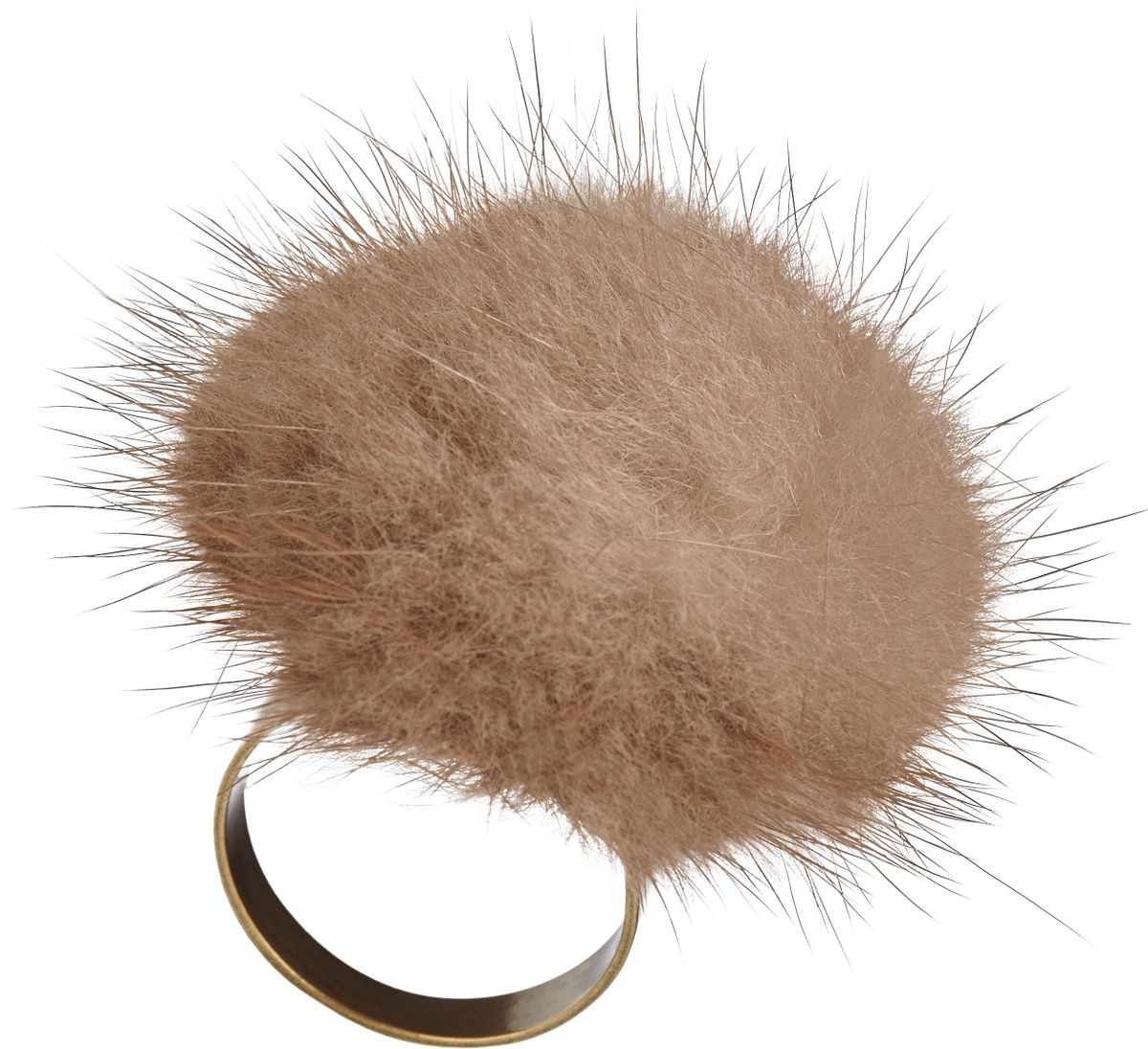 Ring m. Pompon | Nerz Braun