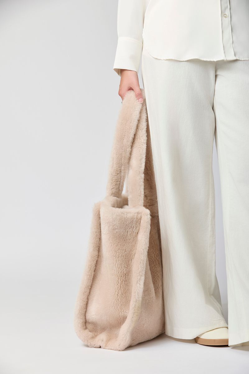 Maxi Glory Shopper | Lammfell Beige