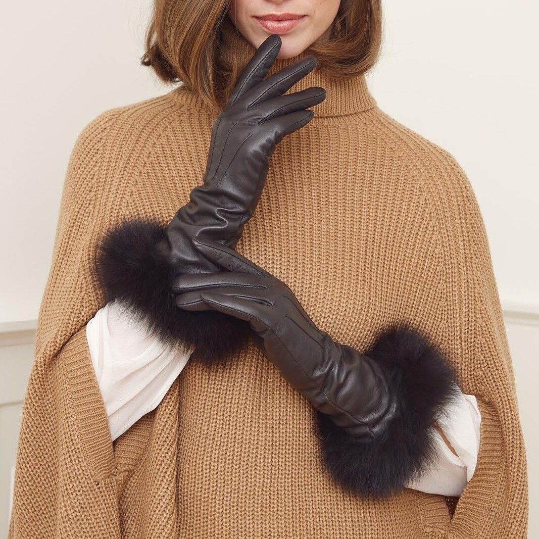 Pixie Handschuhe | Lammfell, Fuchs Schwarz