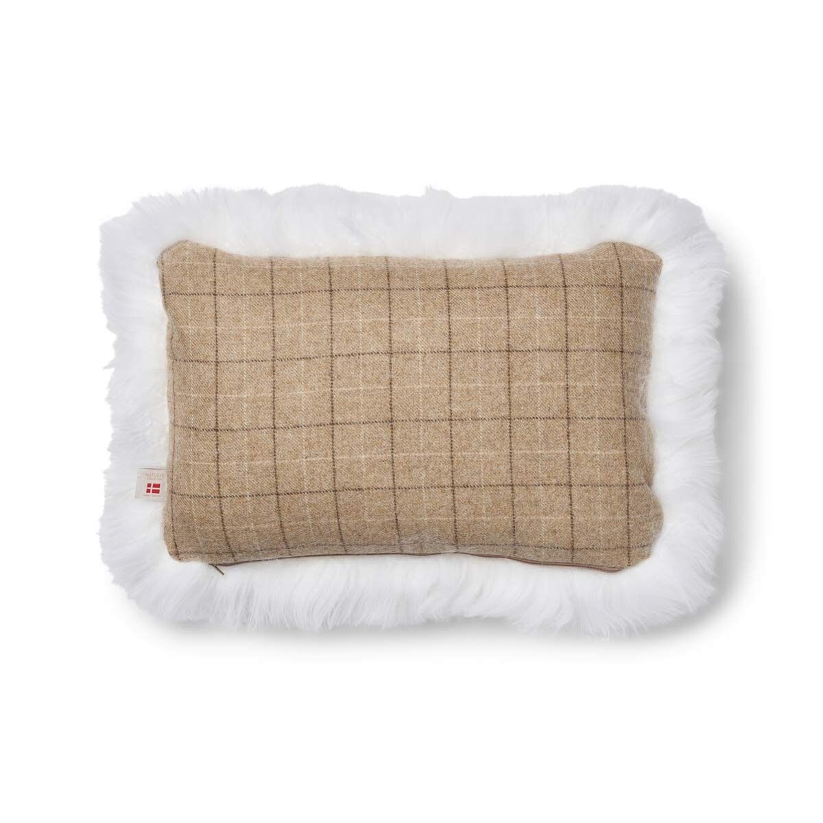 Kariertes Wollkissen | Langhaar | Neuseeland | 100% Wolle | 52x52 cm | 34x52 cm