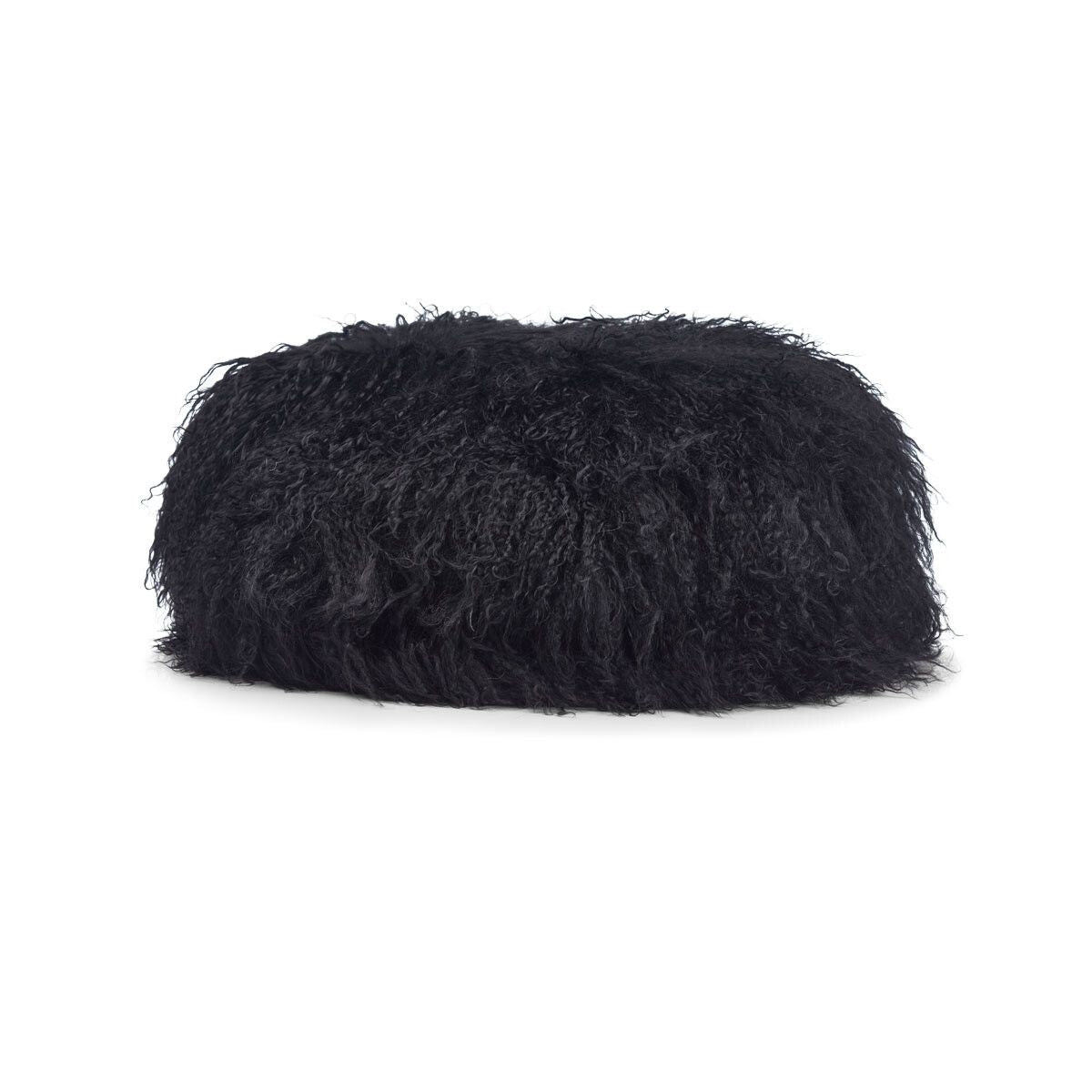 Lammfell Hockerbezug | Tibet Schwarz