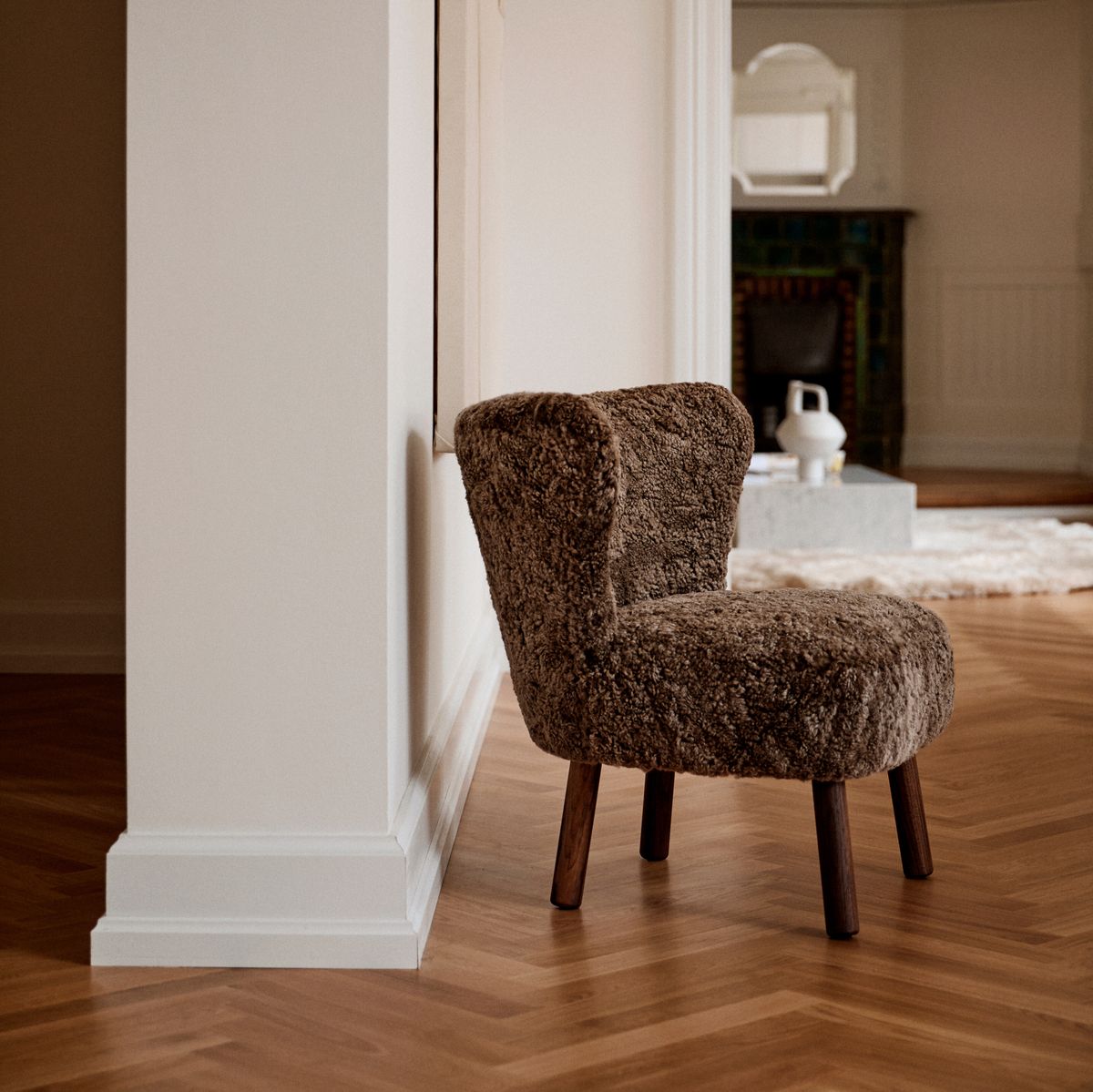 Emily Loungesessel | Kurzhaar | Design Möbel Anthrazit