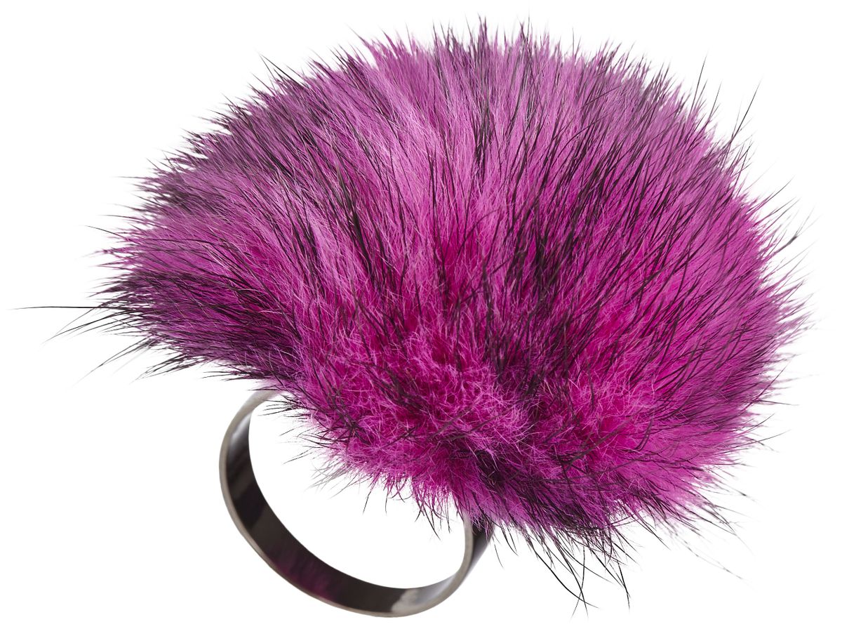 Pompon Ring | Nerz Hellrosa