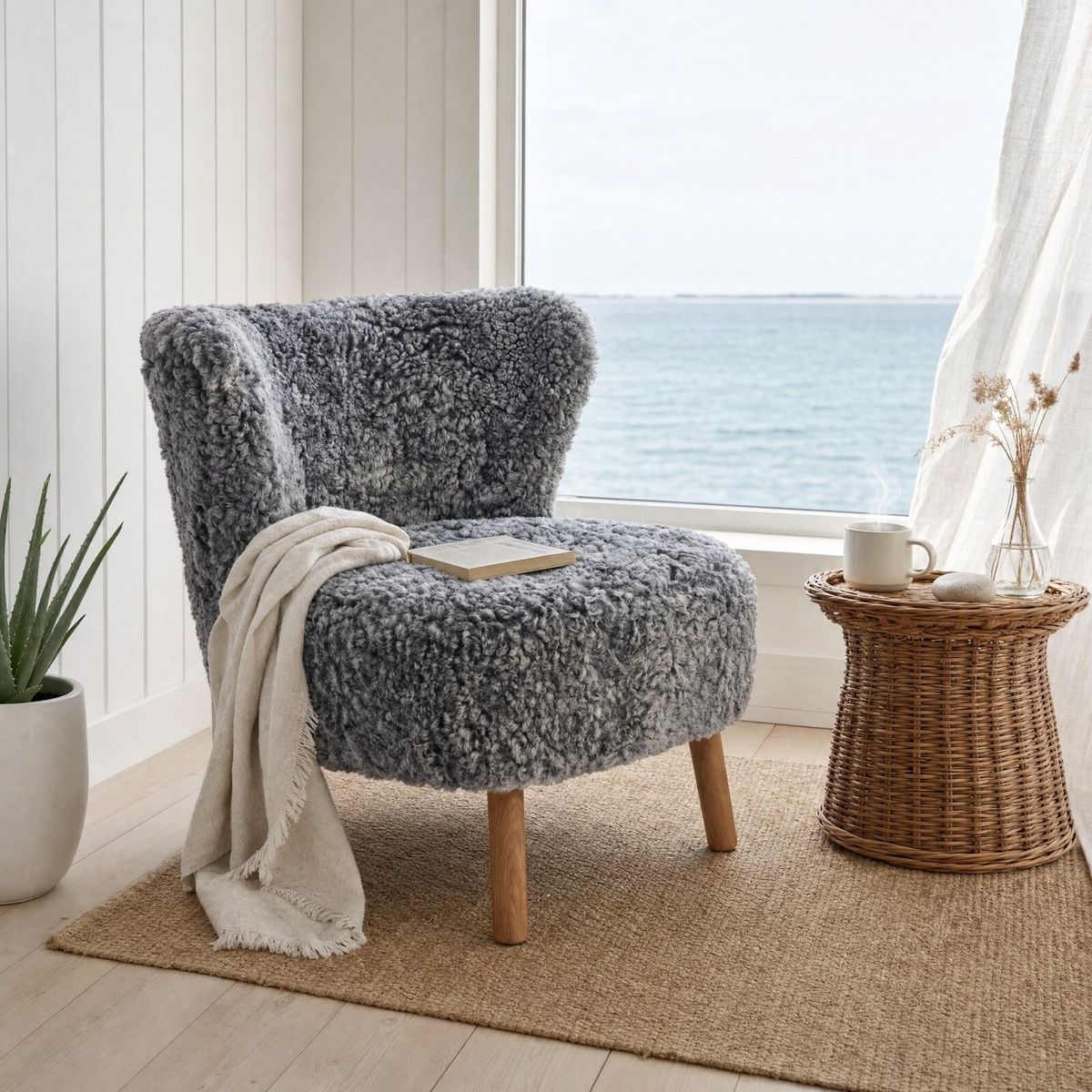 Emil Loungesessel | Kurzhaar | Design Möbel Anthrazit
