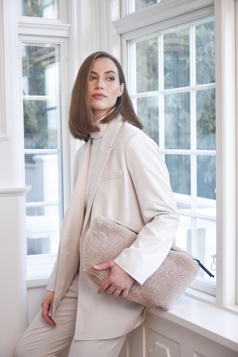 Maxi Havana Clutch | Lammwolle Beige