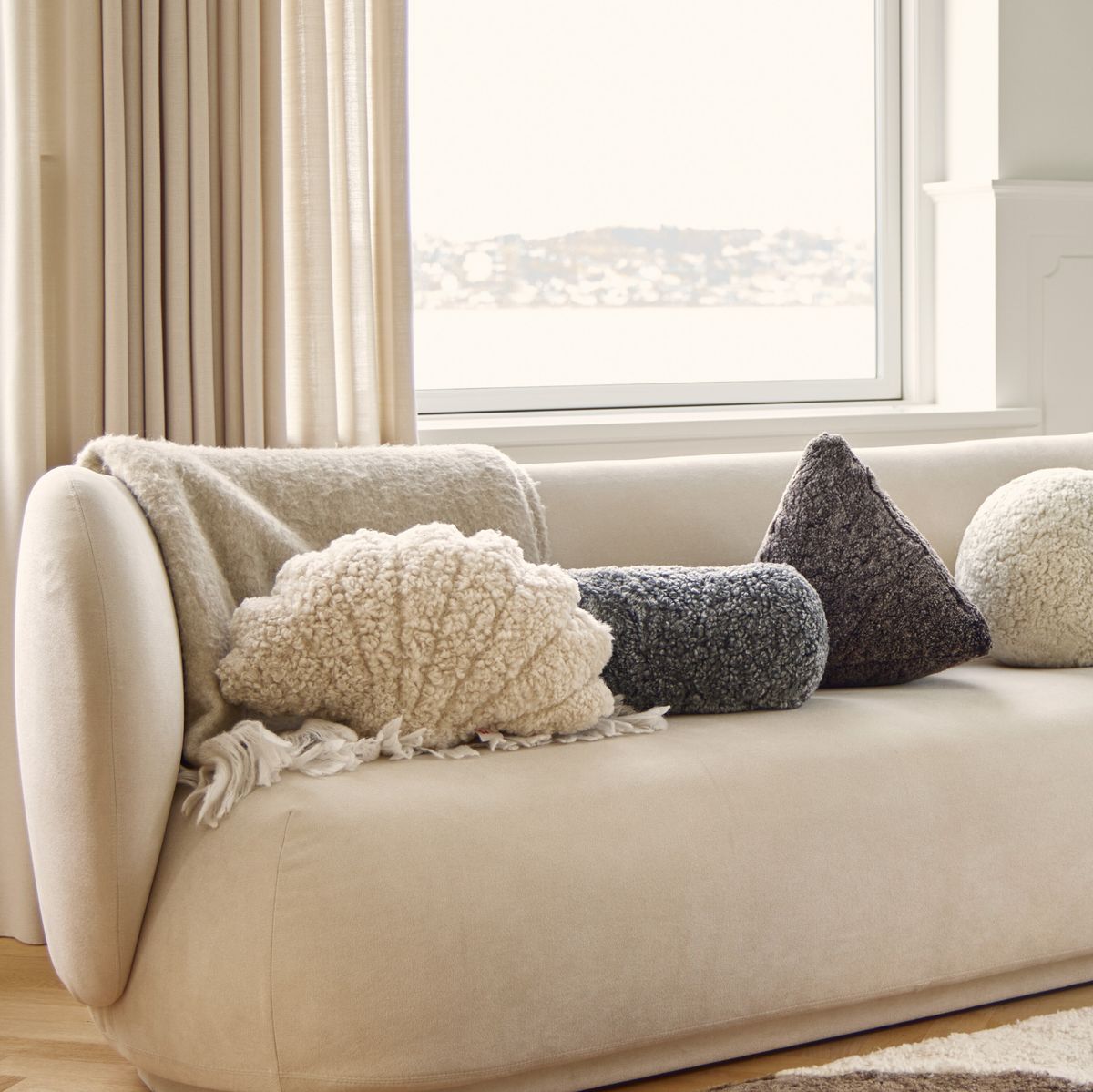 Shell Lammfellkissen | Kurzhaar | Neuseeland Anthrazit