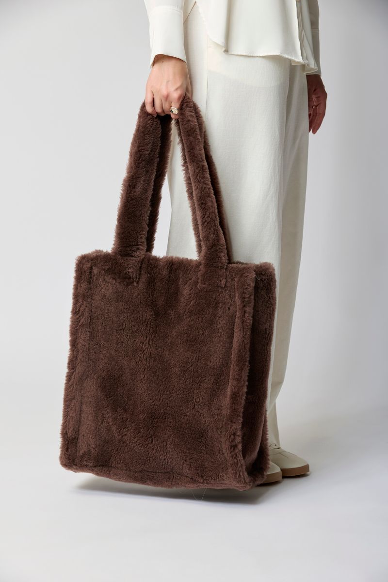 Maxi Glory Shopper | Lammfell Kaffeebohne