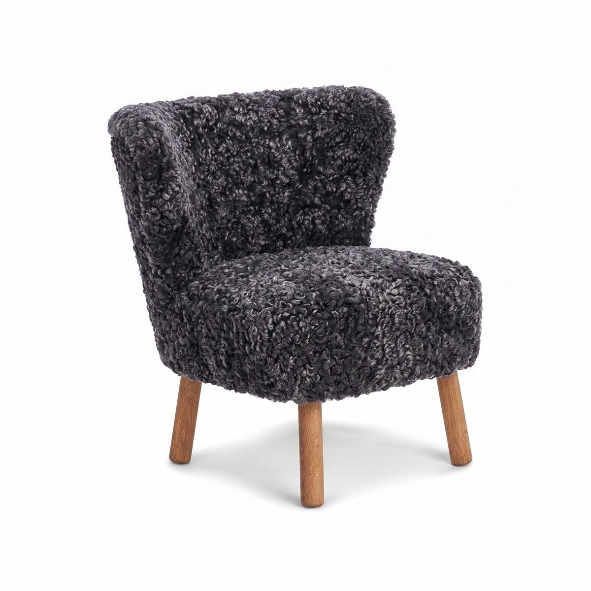 Emily Loungesessel | Kurzhaar | Design Möbel Anthrazit