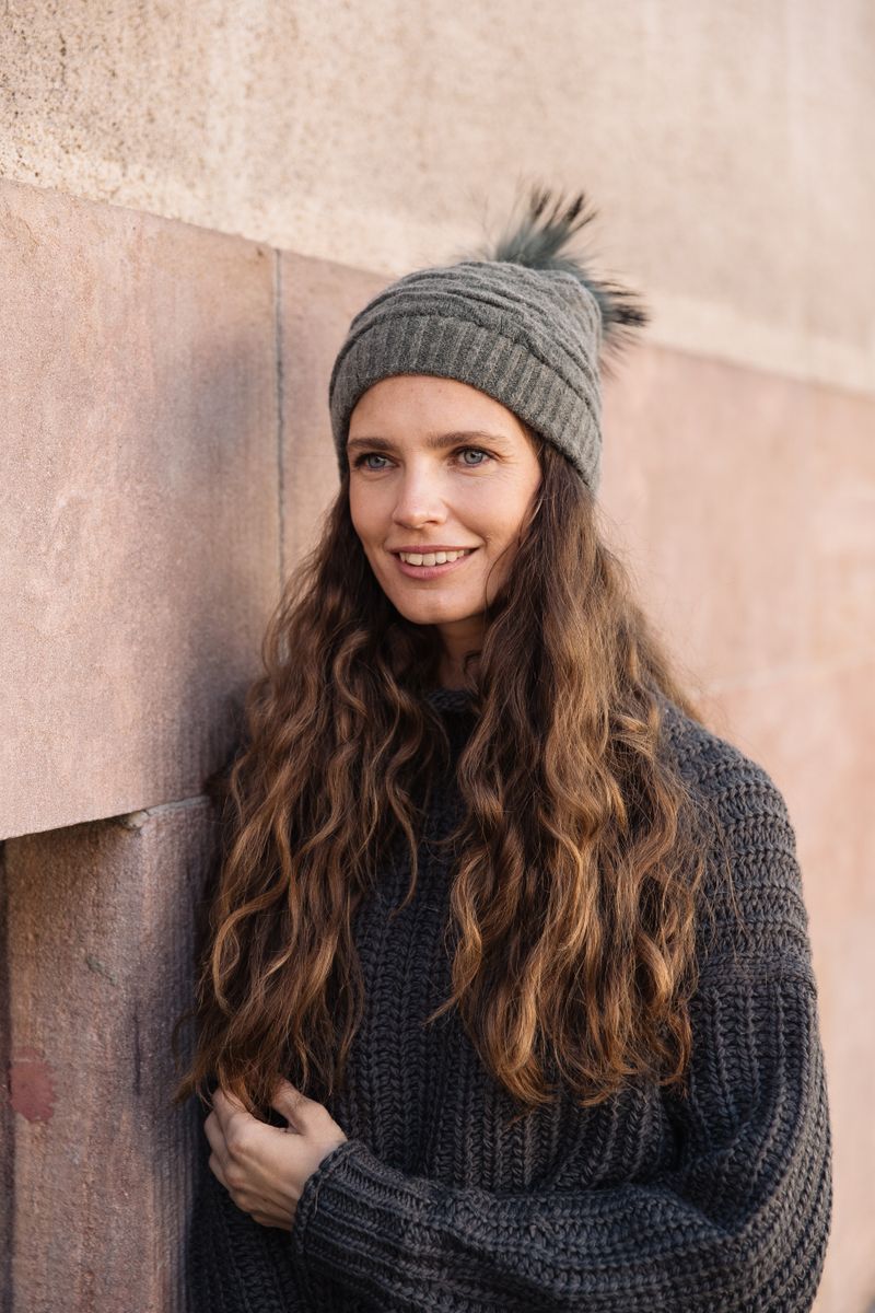 Sidse Beanie | Wolle, Waschbär