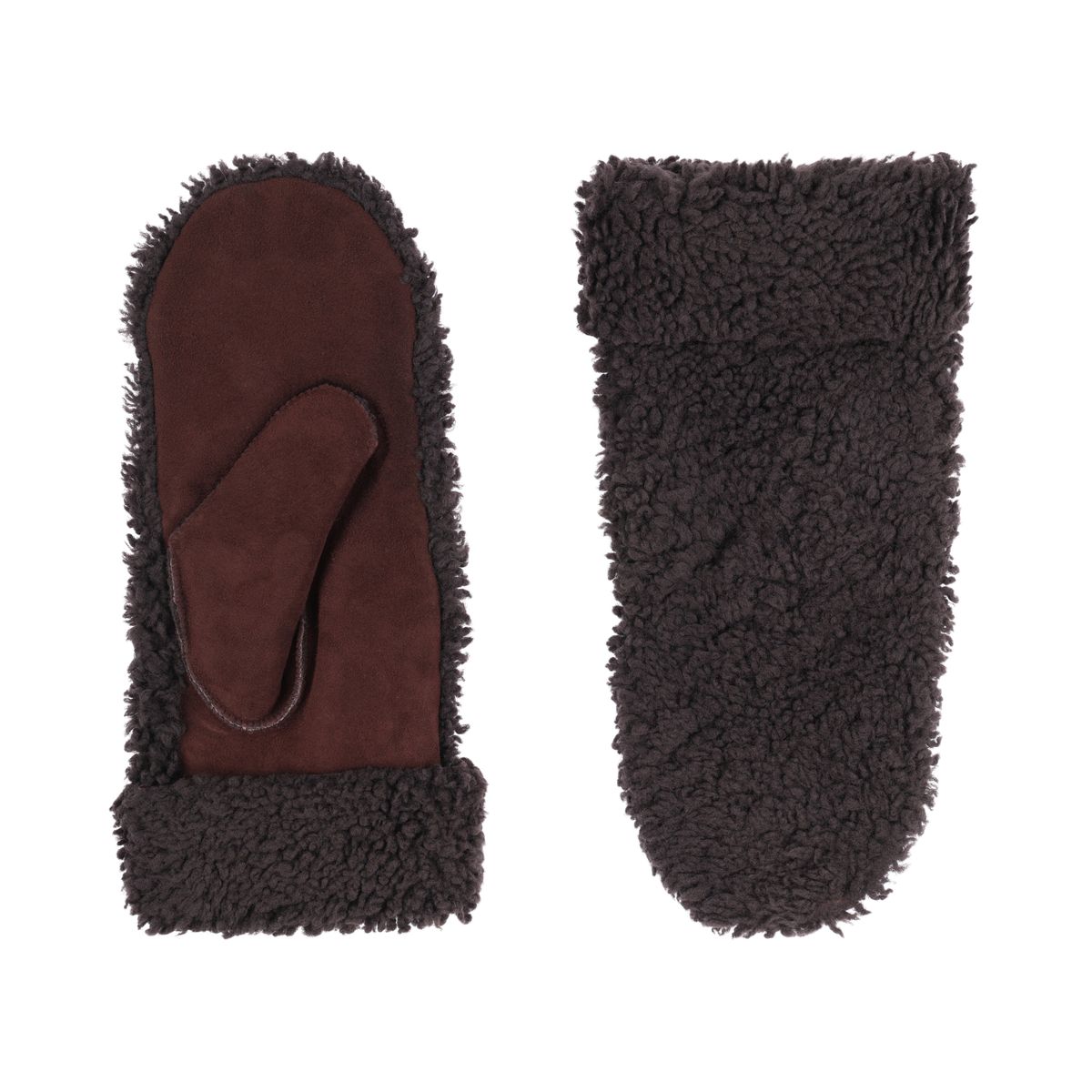 Iris Fäustlinge | Merino Lammfell Dunkelbraun