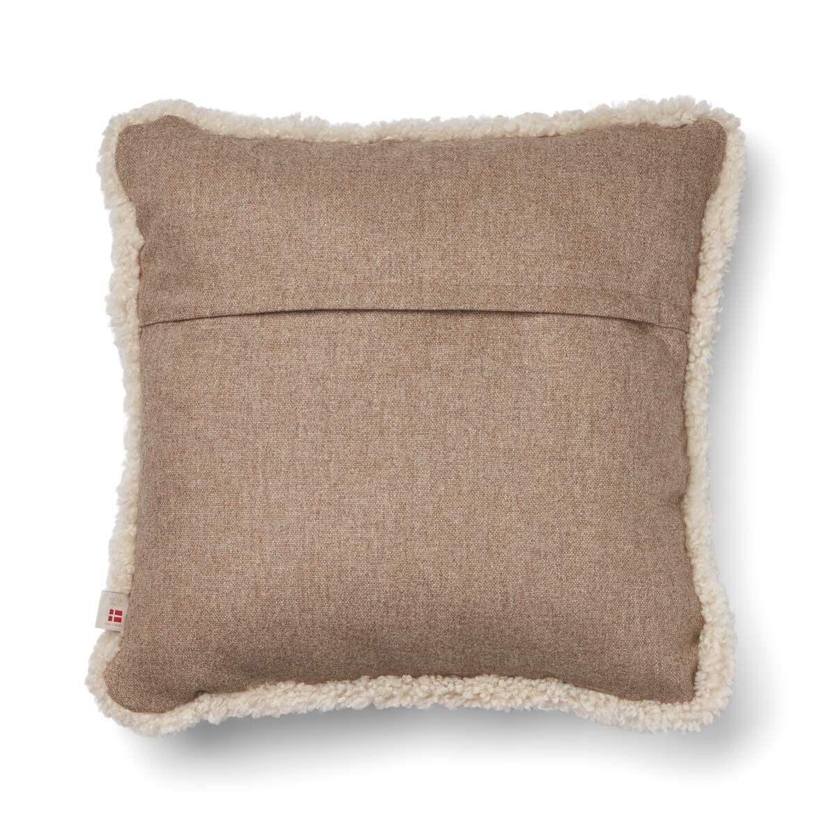 Wollkissen | 100% Wolle | Fellborte | 52x52 cm Beige/Leinen